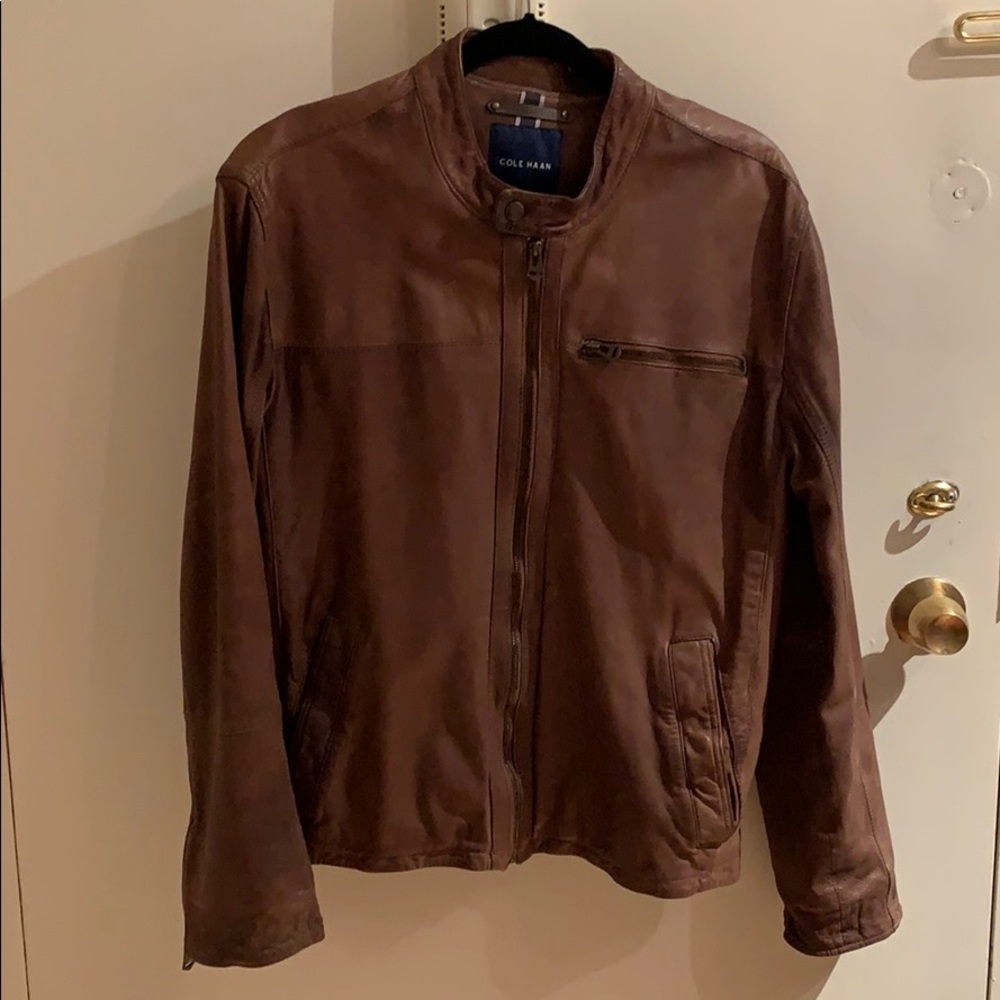 Cole Haan men’s leather brown jacket- new